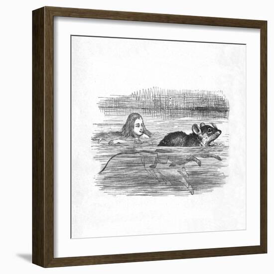 'Alice swimming with a mouse in a pool', 1889-John Tenniel-Framed Giclee Print