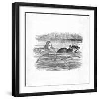'Alice swimming with a mouse in a pool', 1889-John Tenniel-Framed Giclee Print