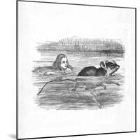 'Alice swimming with a mouse in a pool', 1889-John Tenniel-Mounted Giclee Print