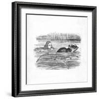 'Alice swimming with a mouse in a pool', 1889-John Tenniel-Framed Giclee Print