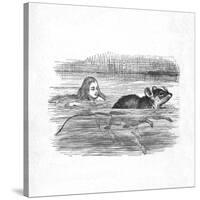 'Alice swimming with a mouse in a pool', 1889-John Tenniel-Stretched Canvas