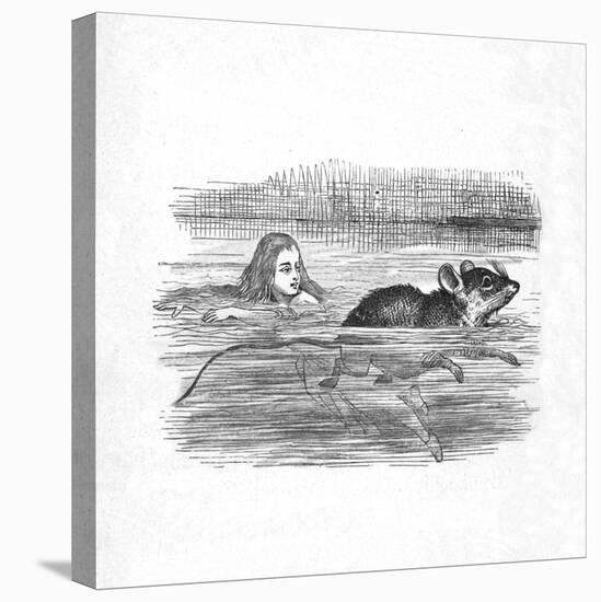 'Alice swimming with a mouse in a pool', 1889-John Tenniel-Stretched Canvas