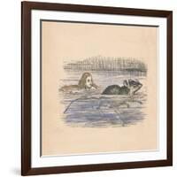 Alice swimming with a mouse in a pool', 1889-John Tenniel-Framed Giclee Print