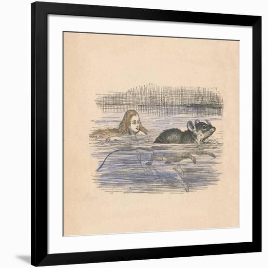 Alice swimming with a mouse in a pool', 1889-John Tenniel-Framed Giclee Print