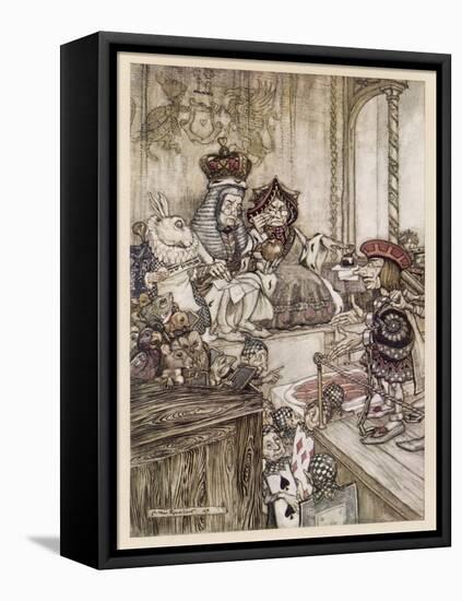 Alice: Trial, Knave, Hearts-Arthur Rackham-Framed Stretched Canvas