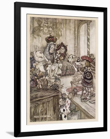 Alice: Trial, Knave, Hearts-Arthur Rackham-Framed Art Print