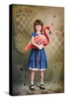 Alice Trying to Play Croquet with Flamingo-egal-Stretched Canvas