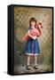 Alice Trying to Play Croquet with Flamingo-egal-Framed Stretched Canvas