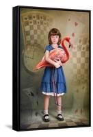 Alice Trying to Play Croquet with Flamingo-egal-Framed Stretched Canvas