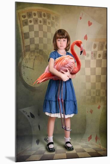 Alice Trying to Play Croquet with Flamingo-egal-Mounted Photographic Print