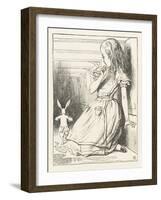 Alice Watches the White Rabbit Disappear Down the Hallway-John Tenniel-Framed Photographic Print