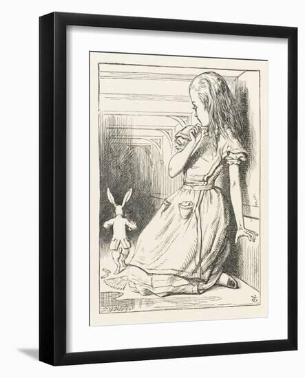 Alice Watches the White Rabbit Disappear Down the Hallway-John Tenniel-Framed Photographic Print