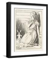 Alice Watches the White Rabbit Disappear Down the Hallway-John Tenniel-Framed Photographic Print