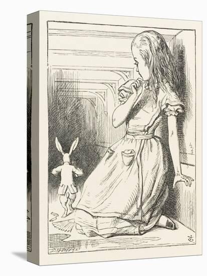 Alice Watches the White Rabbit Disappear Down the Hallway-John Tenniel-Stretched Canvas