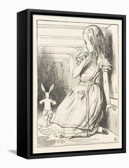 Alice Watches the White Rabbit Disappear Down the Hallway-John Tenniel-Framed Stretched Canvas