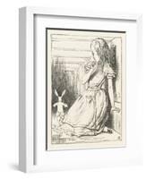 Alice Watches the White Rabbit Disappear Down the Hallway-John Tenniel-Framed Photographic Print