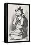 Alice with Queen's Crown-John Tenniel-Framed Stretched Canvas