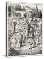 Alice with the King-John Tenniel-Stretched Canvas
