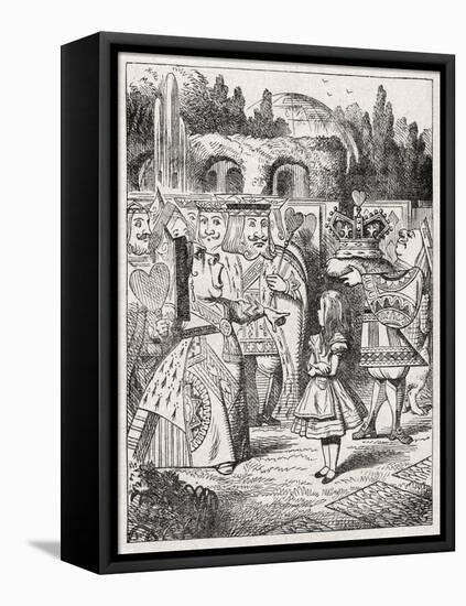 Alice with the King-John Tenniel-Framed Stretched Canvas