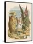 Alice with the Mock Turtle and the Gryphon-John Tenniel-Framed Stretched Canvas