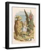 Alice with the Mock Turtle and the Gryphon-John Tenniel-Framed Art Print
