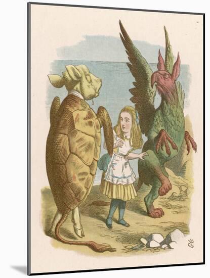 Alice with the Mock Turtle and the Gryphon-John Tenniel-Mounted Art Print