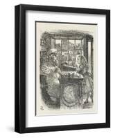 Alice with the Sheep Shopkeeper-John Tenniel-Framed Art Print