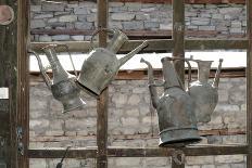 Azerbaijan, Lahic. Antique kettles hanging on the inside of a window.-Alida Latham-Photographic Print