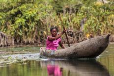 Woman Rowing Traditional Pirogue Down Du River, Monrovia, Liberia-Alida Latham-Photographic Print