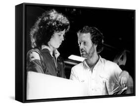 Alien, 1979 directed by Ridley Scott On the set, Ridley Scott directs Sigourney Weaver (photo)-null-Framed Stretched Canvas