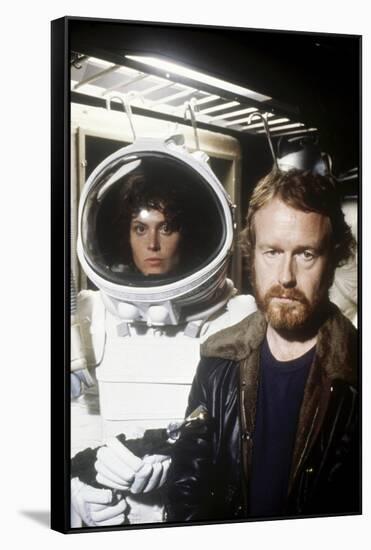 Alien, 1979 directed by Ridley Scott with Ridley Scott with Sigourney Weaver (photo)-null-Framed Stretched Canvas