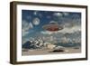 Alien Base with Ufos Located in the Antarctic-null-Framed Art Print