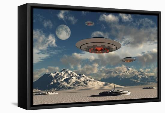 Alien Base with Ufos Located in the Antarctic-null-Framed Stretched Canvas