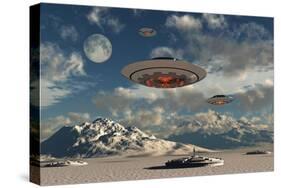 Alien Base with Ufos Located in the Antarctic-null-Stretched Canvas