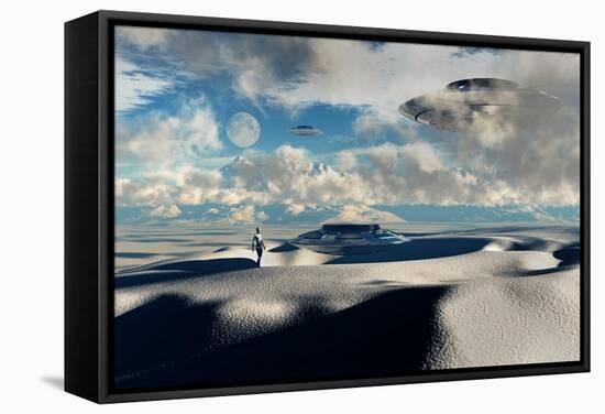 Alien Base with Ufos Located in the Antarctic-null-Framed Stretched Canvas