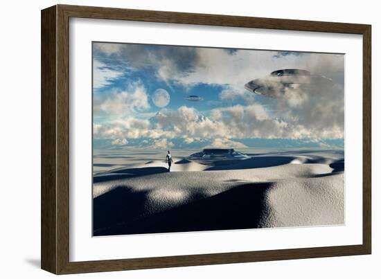 Alien Base with Ufos Located in the Antarctic-null-Framed Art Print