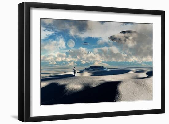 Alien Base with Ufos Located in the Antarctic-null-Framed Art Print