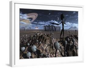 Alien Explorers on an Alien World-Stocktrek Images-Framed Photographic Print