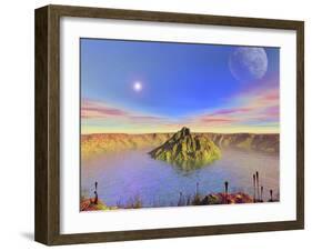 Alien Flora Flourishes in an Impact Crater on an Earth-Like Planet-Stocktrek Images-Framed Photographic Print