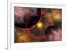 Alien Planets Located in a Vast Colorful Gaseous Nebula-null-Framed Art Print