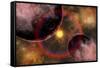 Alien Planets Located in a Vast Colorful Gaseous Nebula-null-Framed Stretched Canvas