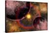 Alien Planets Located in a Vast Colorful Gaseous Nebula-null-Stretched Canvas