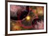 Alien Planets Located in a Vast Colorful Gaseous Nebula-null-Framed Premium Giclee Print