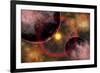 Alien Planets Located in a Vast Colorful Gaseous Nebula-null-Framed Premium Giclee Print