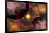 Alien Planets Located in a Vast Colorful Gaseous Nebula-null-Framed Art Print