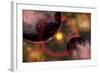 Alien Planets Located in a Vast Colorful Gaseous Nebula-null-Framed Art Print