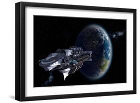 Alien UFO Invasion Nearing Earth-3000ad-Framed Art Print