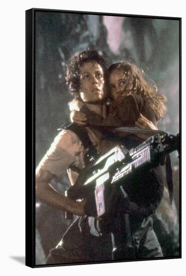 ALIENS, 1986 directed by JAMES CAMERON with Sigourney Weaver and Carrie Henn (photo)-null-Framed Stretched Canvas