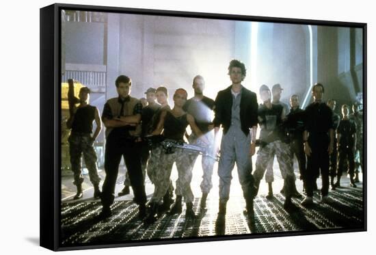 ALIENS, 1986 directed by JAMES CAMERON with Sigourney Weaver between Paul Reiser, Michael Biehn, Je-null-Framed Stretched Canvas