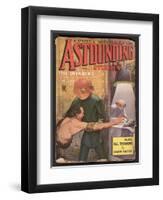 Aliens Examining an Abducted Female While Her Companion is Powerless to Prevent It-Howard V. Brown-Framed Art Print
